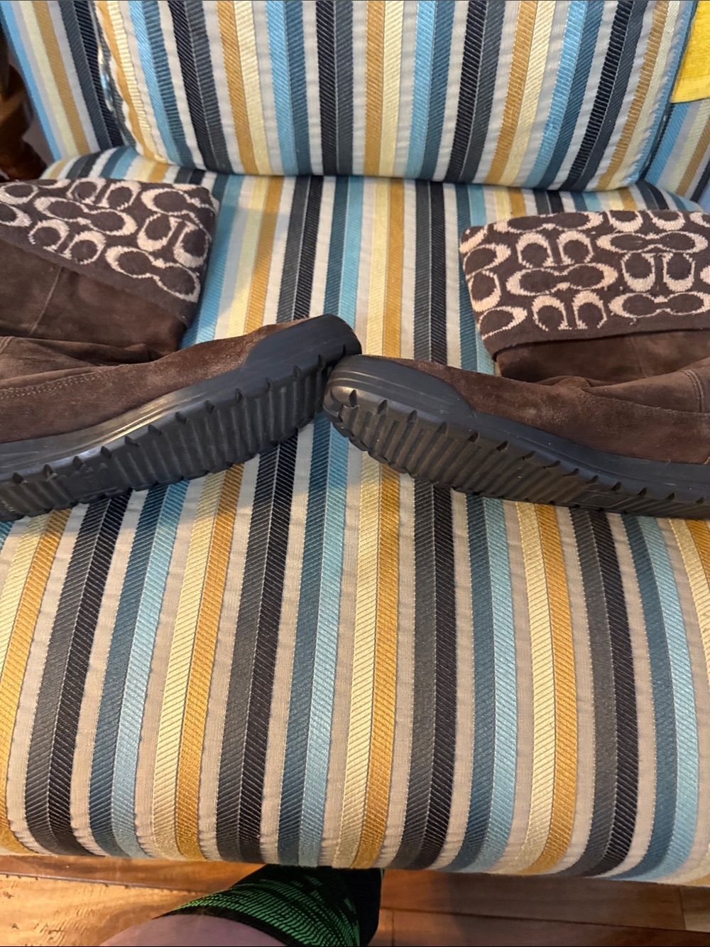 Coach Brown Suede Women's Winter Boots with Signature Cuff